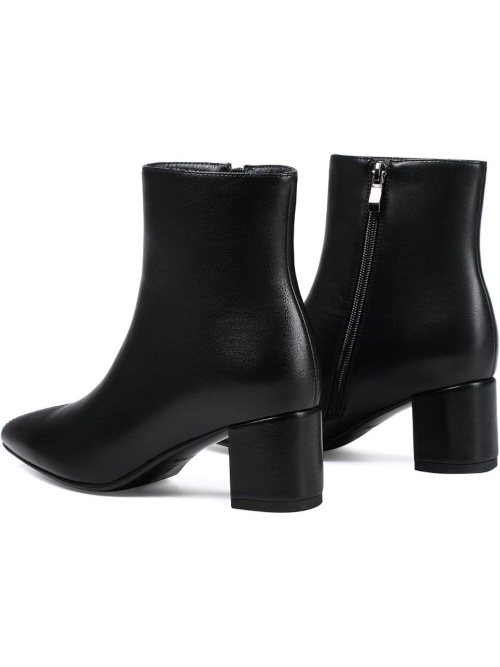 Women's Black Ankle Boots Chunky Block Heel Short Boot  Low Heel Bootie - Picture 6 of 6